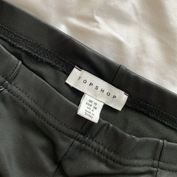 Topshop wetlook split front flared pant in black - Picture 4 of 4
